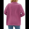 thumbnail image 3 of Sudadera Tipo Túnica de Larga Holgada para Mujer, Cuello Abotonado, Color Liso, para Invierno Oscuro S, 3 of 7