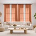 thumbnail image 4 of MKHILL 42x84 Orange Sheer Curtains 2 Panels Set, 84 Inch Long Light Filtering Voile Drapes for Living Room Bedroom, Rod Pocket Semi Sheer Window Panels, Each 42"Wx84"L, 4 of 7