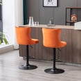 thumbnail image 2 of 2-Piece Golden Swivel Bar Stools Set, Modern Velvet Upholstered Adjustable Height (25-33") Stools with Tufted Backs for Kitchen Island, Home Bar and Breakfast Counter, Orange, 2 of 8