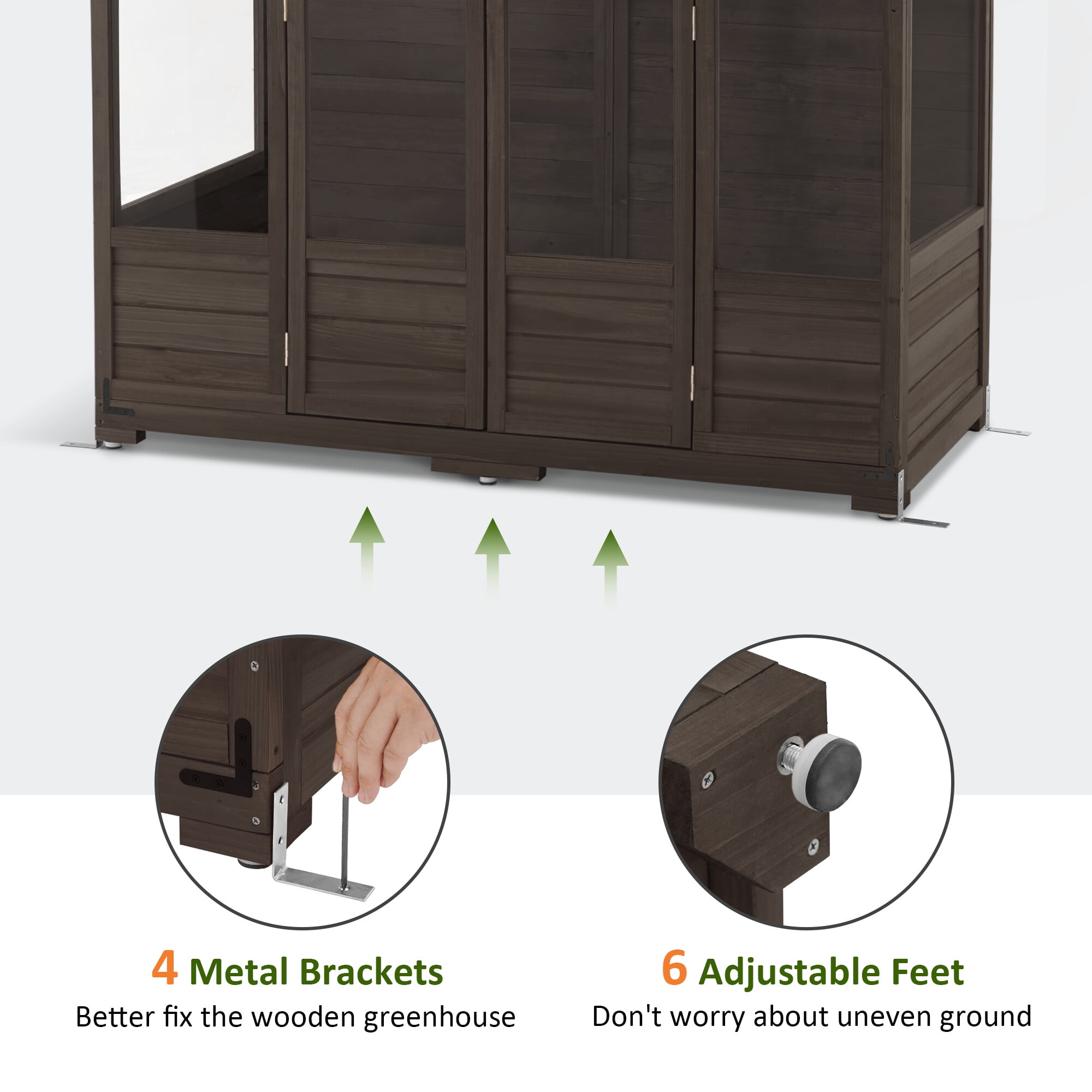 MCombo Wood Walk-in Outdoor Large Greenhouse 0899(Brown)