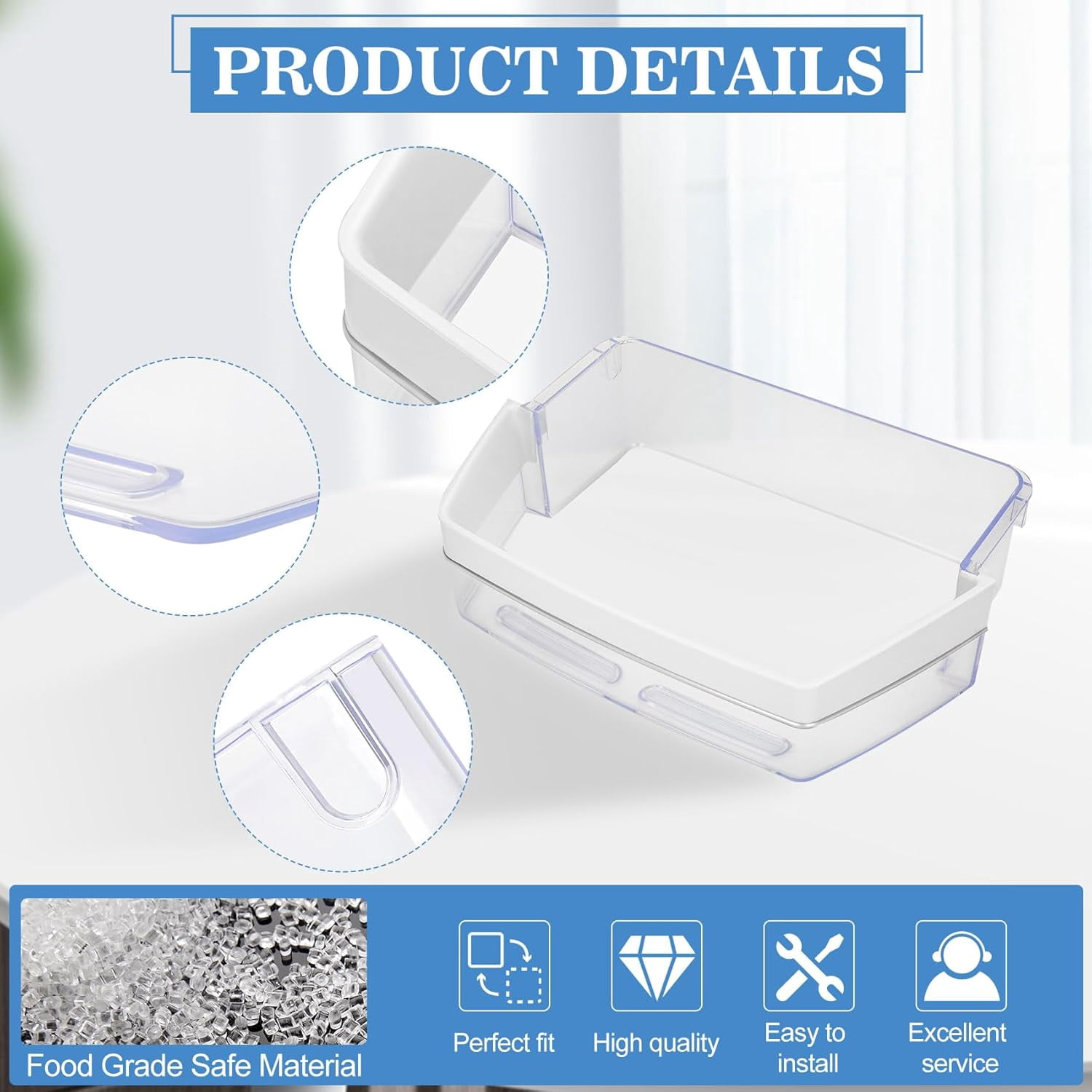 DanYee WR71X11044 WR71X11059 Refrigerator Door Shelf Bin (Right Side) ,Compatible with GE Refrigerator Replacement Shelves Replaces PS6011779, AP5656690, 2691847, EAP6011779 Refrigerator Parts