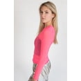 thumbnail image 3 of Neon Pink Mesh Long Sleeve - Women's Sheer Summer Top, 3 of 4
