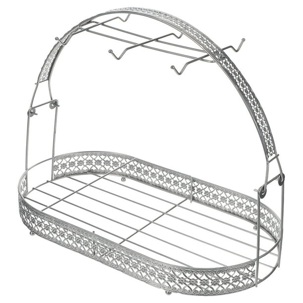 Soporte de hierro forjado para tazas de café, juego de té, organizador de platos y escurridor