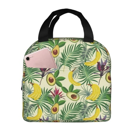 Insulated Lunch Bag for Women Men - Cute Avocado Banana Leaves Leakproof Cooler Lunch Box for Women Men  Lunch Tote Bags for Work School Picnic Travel