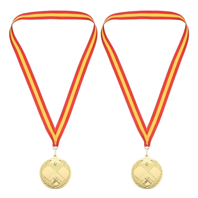 Unique Bargains 3' Gold Table Tennis Medals, 2Pcs Table Tennis Award Medals for Sports Events