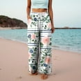 thumbnail image 6 of felwors Women Summer Boho Palazzo Pants High Waist Wide Leg Floral Casual Cotton Lounge Trousers with Pockets White, XL, 6 of 7