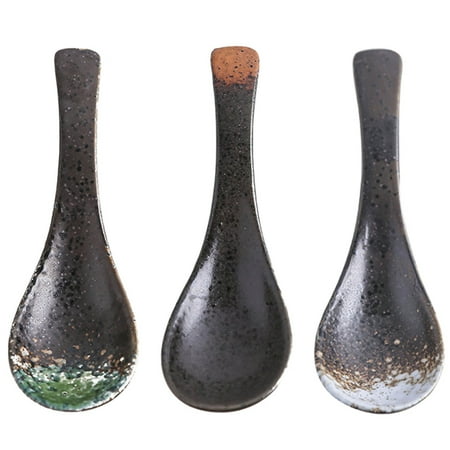 

3pcs Ceramic Japanese Style Kitchen Spoon Rice Soup Spoon Kitchen Supply