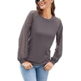 thumbnail image 7 of Aiyino Women's Long Sleeve Round Neck Tops Lace Casual Loose Blouses T Shirts, 7 of 7