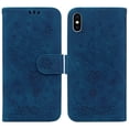 thumbnail image 2 of Allytech Wallet Case for iPhone XS Max PU Leather Embossed Rose Butterfly Pattern Purse Case with Wriststrap Card Slots Kickstand Magnetic Protective Case For iPhone XS Max,Blue, 2 of 6