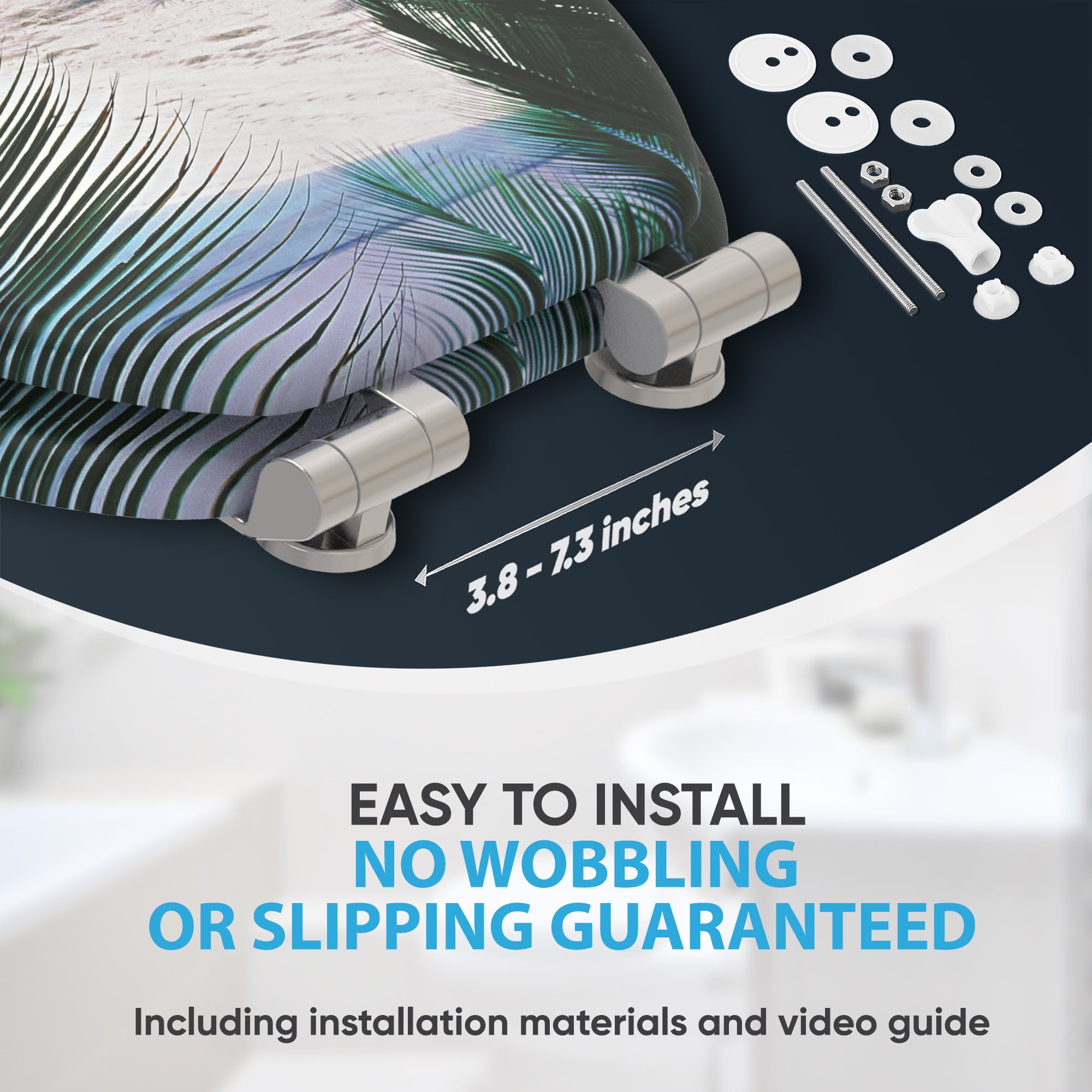 Sanilo Soft Close Toilet Seat ROUND, Quiet and Slow Close Lid and Seat, Strong Bumpers and Hinges, Beach