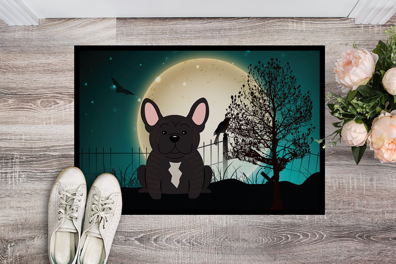 Carolines Treasures BB2199JMAT Halloween Scary French Bulldog Brindle Indoor or Outdoor Mat, 24 x 0.25 x 36 in.