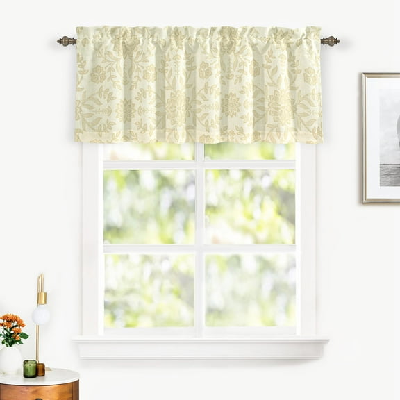 DriftAway  Twyla Linen Blend Blackout Valance 52" Width X 18" Length -  Ivory Beige