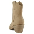 thumbnail image 4 of Soda Women Ankle Boots Western Cowboy Slip On Short Block Heel Pointed Toe Cowgirl Stitched Booties INCITY-S Beige Camel 8, 4 of 5