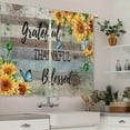thumbnail image 3 of Farmhouse Sunflower Kitchen Curtains Rustic Teal Wooden Small Short Cafe Window Curtains Quote Country Flower Rod Pocket Bathroom Window Drapes Treatment Tier Curtains 2 Panels (27.5x36 Inch), 3 of 6