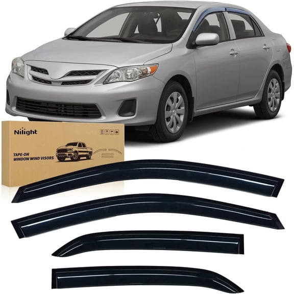 Nilight Window Rain Guards for Toyota Corolla 2009-2013, Out-Channel Window Visors Vent Wind Deflectors-4PCS