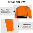 thumbnail image 3 of Hi-Vis Safety Shirt Long Sleeve Class 3 Reflective Work T-Shirt 3-Pack Orange/Black, 3 of 7