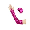 thumbnail image 3 of INSPIRE CHIC Women's Metallic Shiny Fingerless Gloves with Finger Loop Arm Warmers for Party Disco One Size Fuchsia, 3 of 6