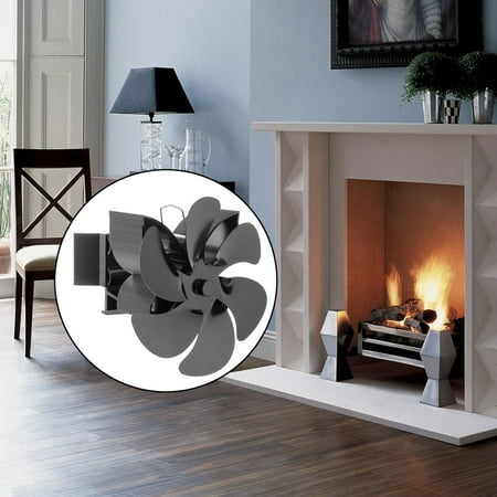 

Black Heat Powered Stove Fan 5 Blades Wood Log Burner Home Fireplace Quiet Eco