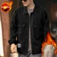 thumbnail image 3 of Abrigo vaquero con botones para hombre, chaqueta vaquera cargo para hombre, talla holgada L, ropa de marca Y2k de bajo costo, diseñador usado, alta calidad, rock S, 3 of 5
