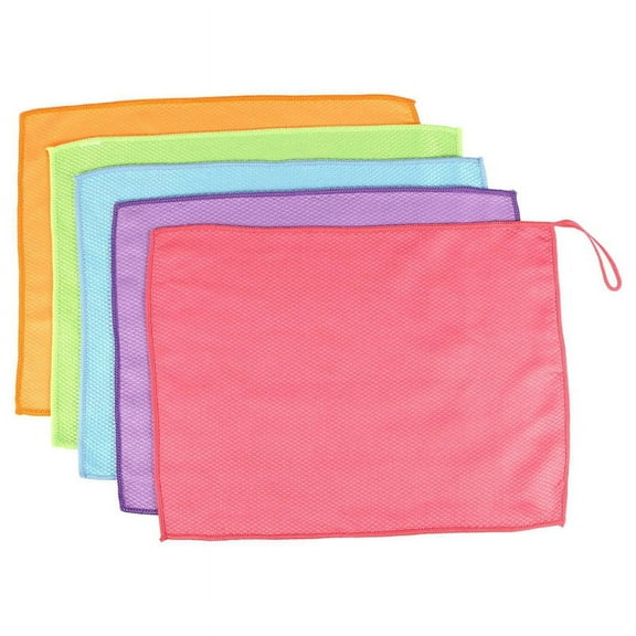 5Pieces Fish Scale Rags Super Absorbents Microfiber Polishing Cleaning Cloths Reusable Glass Wiping Rags