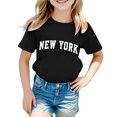 thumbnail image 2 of Razzly Big Girls Kid Tees, New York Girls Graphic Tshirts Short Sleeve T-Shirt Cotton Tshirt Kids Basic Shirts Teen Girl Shirts Summer(Black 11-12 Years), 2 of 4