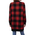 thumbnail image 7 of ZXSXSY Women Houndstooth Plaid Print Waterfall Neck Mid Length Long Sleeves Cardigan, 7 of 7