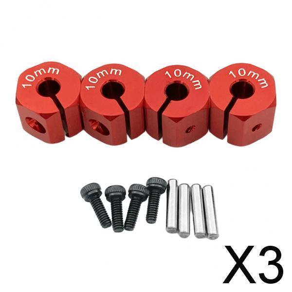 Paquete de 2-4 4x RC Hex Wheel Hubs Drive Adaptador para SCX10 CC01 1/10 RC Car 10mm Rojo 3 piezas