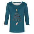 thumbnail image 4 of Meichang Hauts à Manches 3/4 pour Femmes, Col Rond, Imprimé Joyeux Noël, T-Shirts Amples, Pull de Noël, 4 of 4