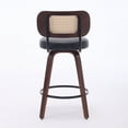 thumbnail image 6 of LEGAHOME Bar Stools set of 3, 26” Swivel Counter Height Bar Stools with Cane Rattan Back and Leather Seat, Mid-Century Modern Bar Stools for Kitchen Island, Bar, Dining Room, Walnut + Black, 6 of 7