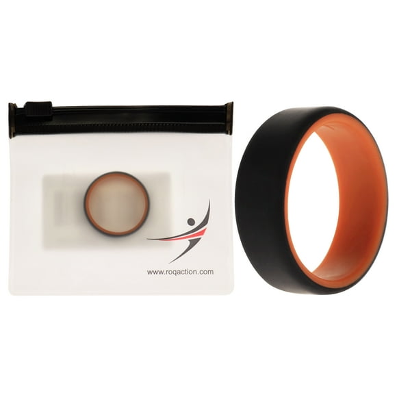Anillo de boda de silicona de 2 capas biselado de 8 mm - Naranja-Negro de ROQ para hombres - Anillo de 12 mm