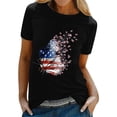 thumbnail image 4 of Ruyang Summer Tops for Women, Women's Fashion Casual Independence Day Printed Shirt Tops Round Neck Short Sleeve T Shirt, 4 of 4