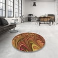 thumbnail image 4 of Ahgly Company Machine Washable Indoor Round Transitional Tomato Red Area Rugs, 4' Round, 4 of 7