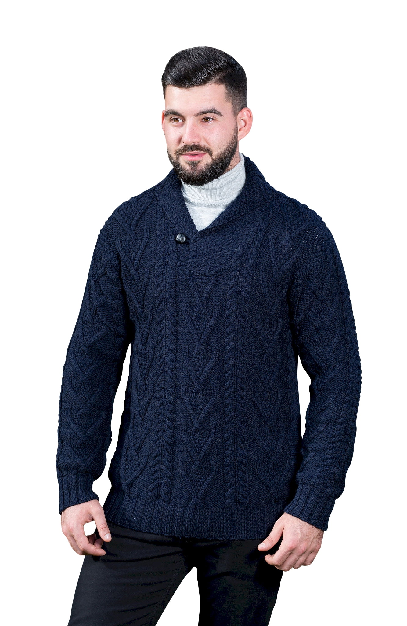 SAOL - SAOL Irish Fisherman Sweater for Men 100% Merino Wool Aran Cable ...