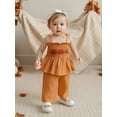 thumbnail image 4 of Jxzom Halloween Toddler Girl Outfits Pumpkin Smocked Spaghetti Strap Tank Top Dress Gingham Plaid Pants Halloween Clothes, 4 of 10