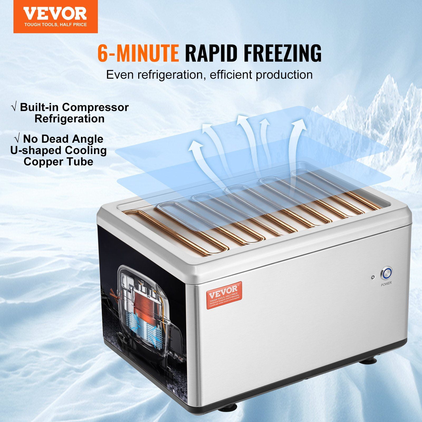 Automatic Rolled Ice Cream Maker with Compressor, 19.3" x 14.9" Stainless Steel Stir-Fry Pan, 2 Scrapers for Ice Cream Rolls and Frozen Desserts