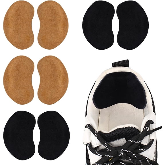 4pairs Heel Grips Liner Cushions,Leather Heel Pads for Boots,Heel Inserts for Women/Men Loose Shoes,Prevent Heel Slip and Blister,for Shoes That are Too Big(Black Brown)