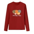 thumbnail image 4 of Odeerbi Thanksgiving Shirts For Women Fashion Round Neck Long Sleeve Pumpkin Print Casual T-shirt Blouse Red, 4 of 6