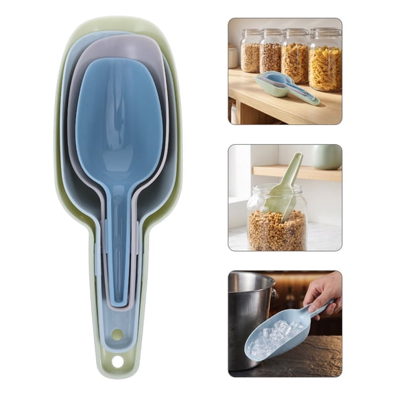 ibasenice Set of 4 Multipurpose Plastic Scoops for Ice, Dry Goods with Stackable Design and Convenient Hanging