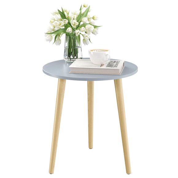 Mesa auxiliar Apicizon redonda 42 cm x 52 cm de madera azul grisácea