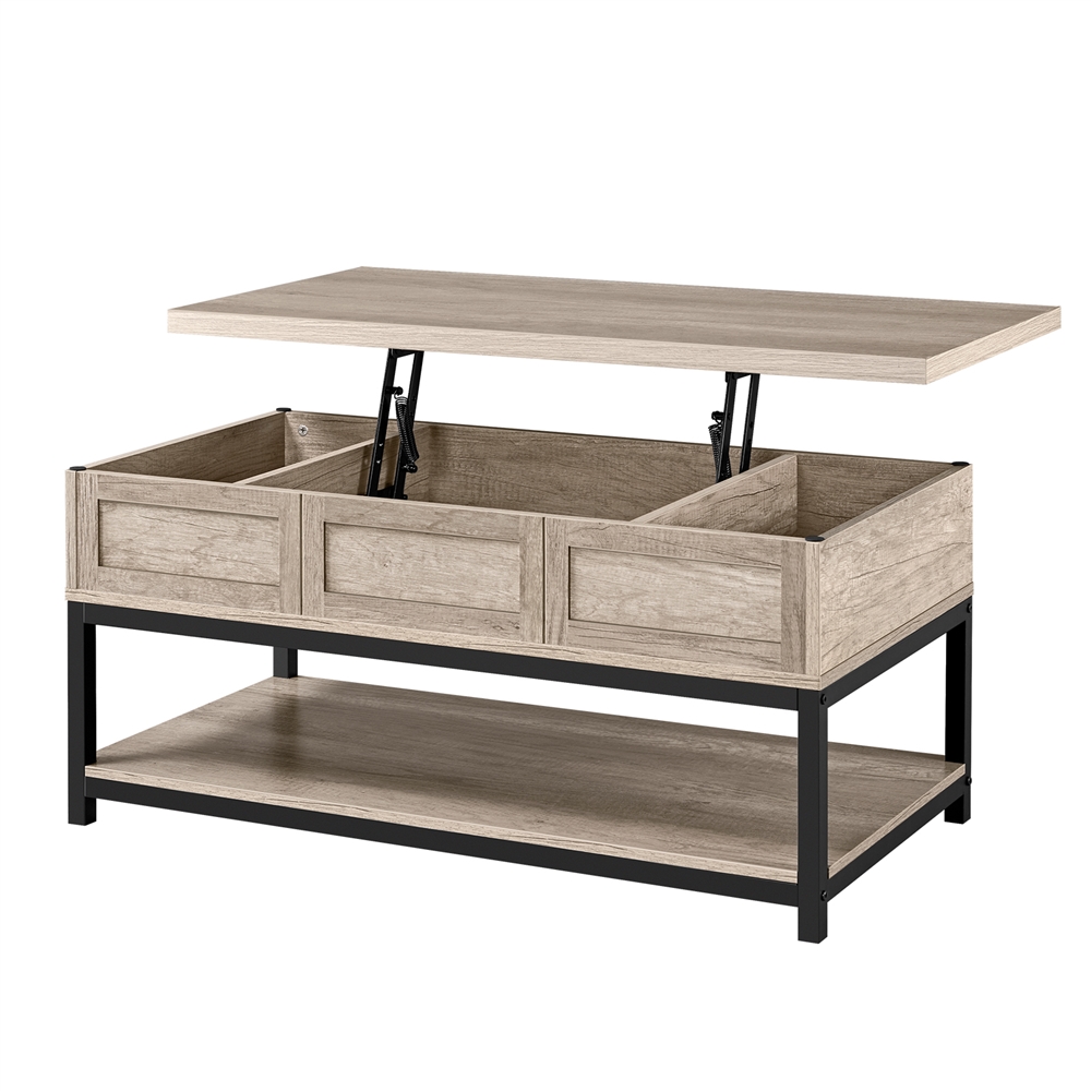 Alden Design Wooden Lift Top Coffee Table with Storage Shelf, Rustic ...