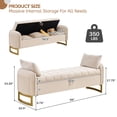 thumbnail image 5 of Aemeios 66"W Tufted Storage Bench for Bedroom End of Bed with Gold Legs and Two Pillows, Beige, 5 of 11