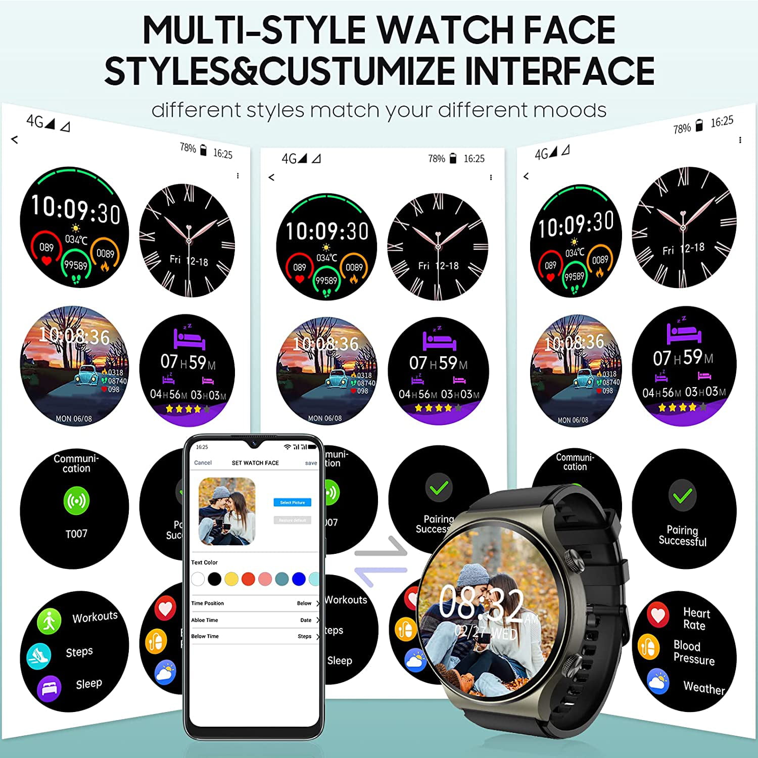 Activity Tracker with Sleep Monitor Hasselblad Smart Watch IP68 Wa Fitness Tracker Watch 