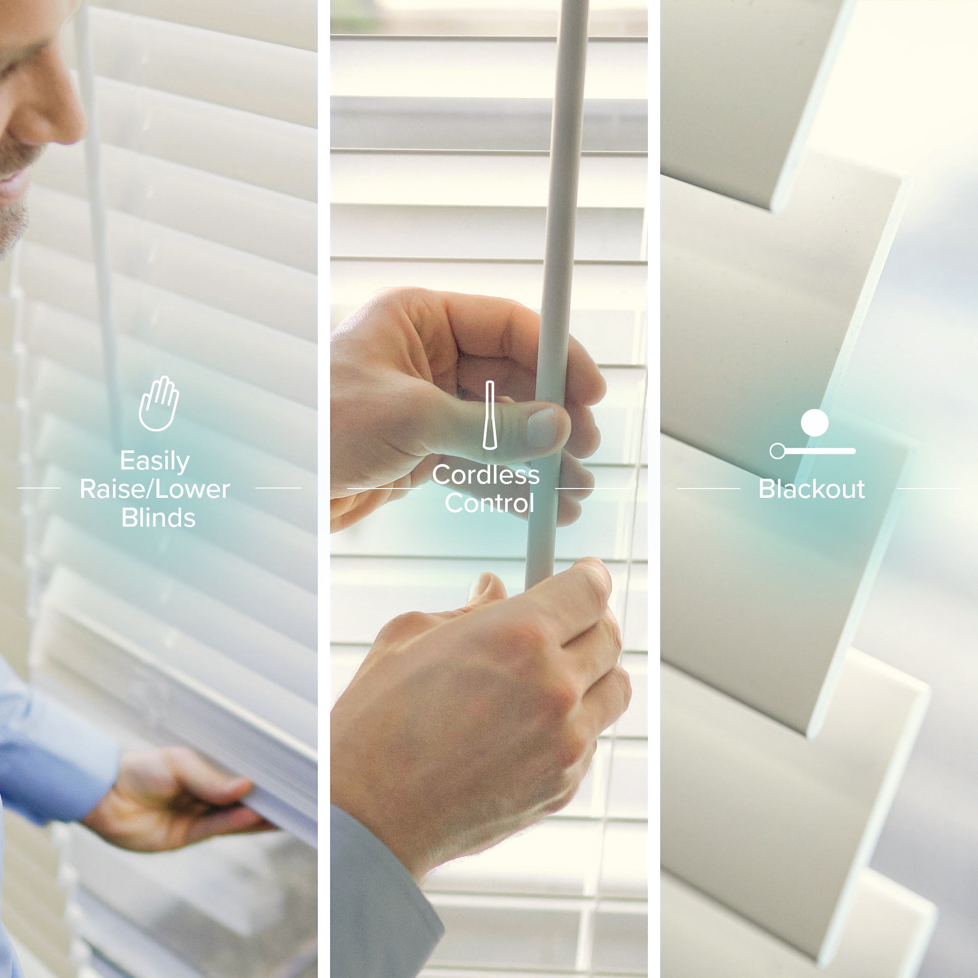 Chicology White Cordless 2” Inch Faux Wood Blinds for Windows with Valance |35"W X 72"H| Room Darkening | Light Filtering | Easy Install | Moisture Resistant