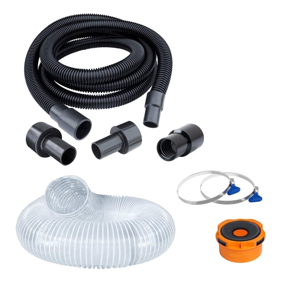 POWERTEC Dust Collection Hose Combo Kit, 10 Ft. Hose w/ 5 Fittings Connect to Woodworking Power Tools and Wet/Dry Shop Vacuums, and 4" x 5' Hose with Dust Port Adapter & 2pcs Key Hose Clamps, 70459N