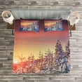 thumbnail image 3 of Ambesonne Forest Quilted Bedspread Set 3 Pcs, Sunrise at Wintertime, Queen Size, White Red, 3 of 3