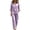 Purple, variant on Gingham 2 Piece Set for Women Ruffle 3/4 Sleeve Notch Neck Top and Wide Leg Pants with Pockets Purple S