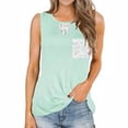 thumbnail image 2 of Camiseta Mujer Sin Mangas Tank Top Pocket Camiseta De Algodón, Encaje, Azul Claro, XL Eigraketly AP001700-14, 2 of 5