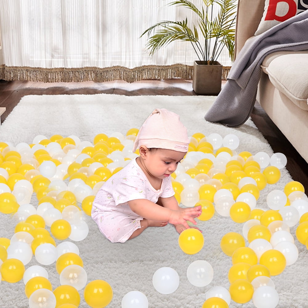 Kepooman PE Ocean Ball, Dadoudou Colorful Fun Crush Proof Balls Soft Plastic Air-Filled Ocean Ball Playballs for Baby Kids Tent Swim Toys Ball Pack of 100, (Yellow & white & Transparent), Ocean Ball-A Kepooman PE Ocean Ball, Dadoudou Colorful Fun Crush Proof Balls Soft Plastic Air-Filled Ocean Ball Playballs for Baby Kids Tent Swim Toys Ball Pack of 100, (Yellow & white & Transparent), Ocean Ball-A