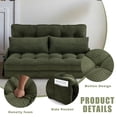 thumbnail image 5 of Convertible 5-Position Foldable Lazy Sofa Sleeper Bed with Armrest,Adjustable Floor Sofa Couch with 2 Pillows,Fold Out Floor Couch,Green, 5 of 7