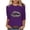 Purple, variant on Women's Casual Leopard Print Tops 3/4 Sleeve Round Neck Lip Graphic T-Shirts for Summer Daily Wear